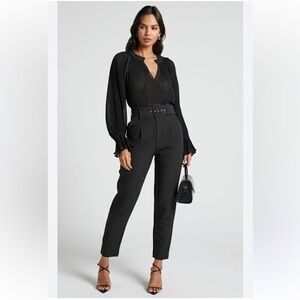 NWT Showpo Milica Black Belted High Waisted Trousers 6